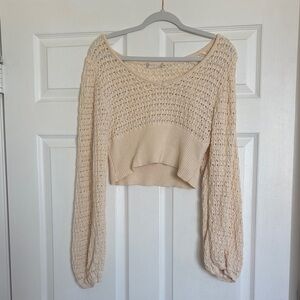 Altar’d State Cream Knit Cropped Sweater
